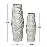 Silver Aluminum Modern Vase, Set of 2" 20", 15"