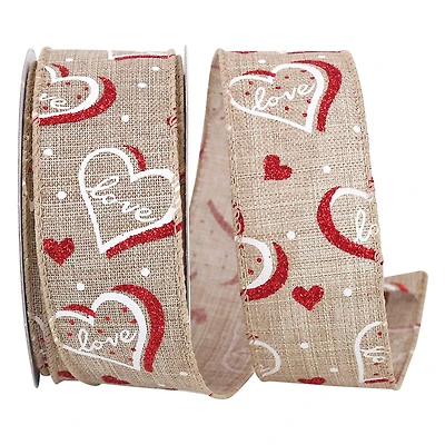 Reliant 1.5" x 10yd. Love Heartbeat Glitter Wired Ribbon