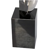 18" Black Crystal Abstract Sculpture with Stacked Semi Circles