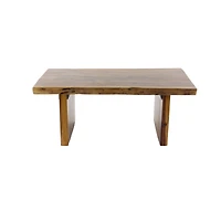 Brown Wood Contemporary Coffee Table, 16" x  40" x  24"