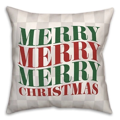 Merry Merry Merry Check 18" x 18" Spun Poly Pillow