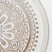 American Art Decor™ 17" White and Brown Boho Rustic Farmhouse Wood Framed Wall Medallion