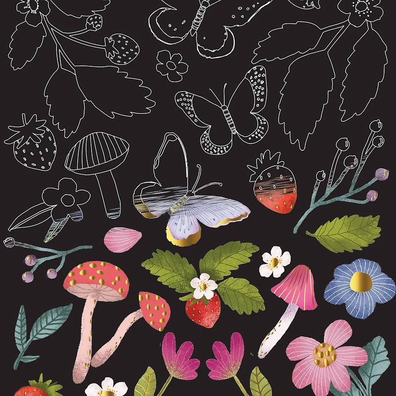 Brea Reese™ 6" x 8" Mushrooms & Strawberries Scratch Art Paper Pad