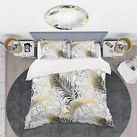 Designart 'Golden Tropical Pattern I' Mid-Century Duvet Cover Set