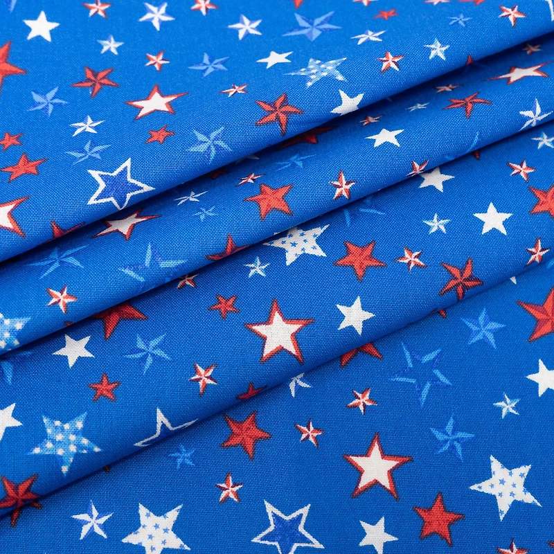 SINGER Red, White & Blue Scattered Stars Cotton Fabric