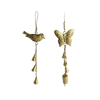 Hello Honey® 2 Pack 12" Metal Bird & Butterfly Ornaments