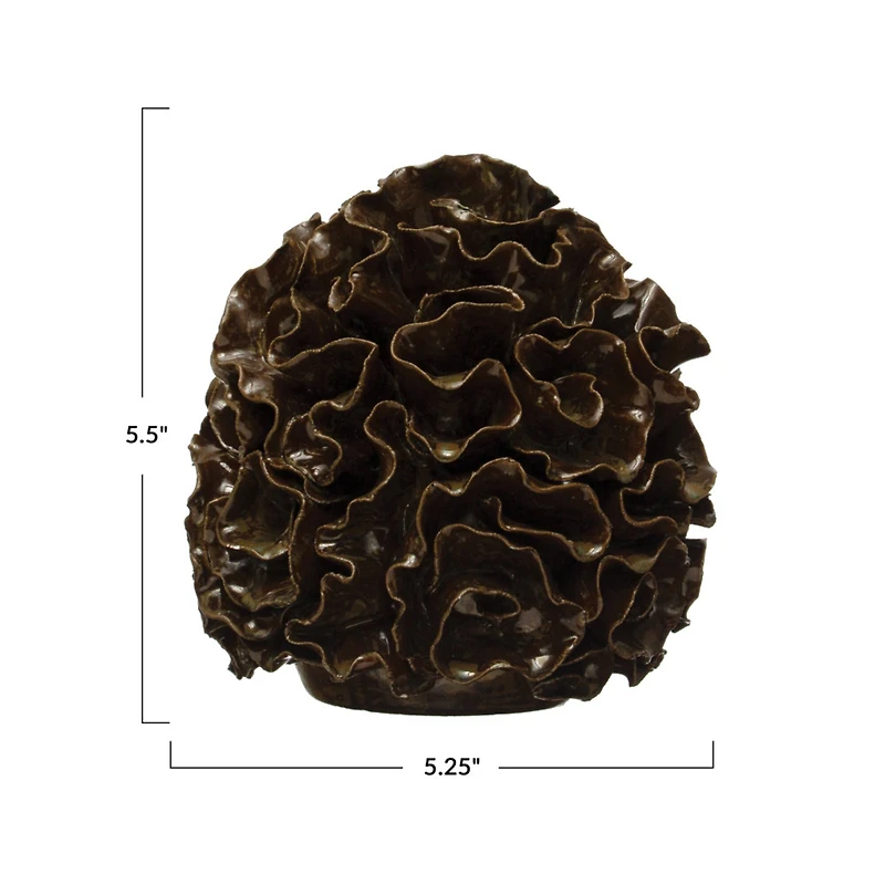 Hello Honey® 5.5" Decorative Stoneware Anemone Sphere with Black Reactive Glaze