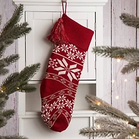 Glitzhome® Knitted Christmas Snowflake Stocking & Tree Skirt Set