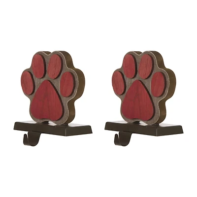 Glitzhome® Paw Print Christmas Stocking Holder Set