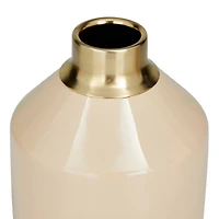 The Novogratz Set of 2" Cream Metal Modern Vase, 10" x 5" x 5"
