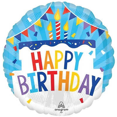 17" Happy Birthday Tiered Cake Foil Balloon