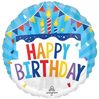 17" Happy Birthday Tiered Cake Foil Balloon