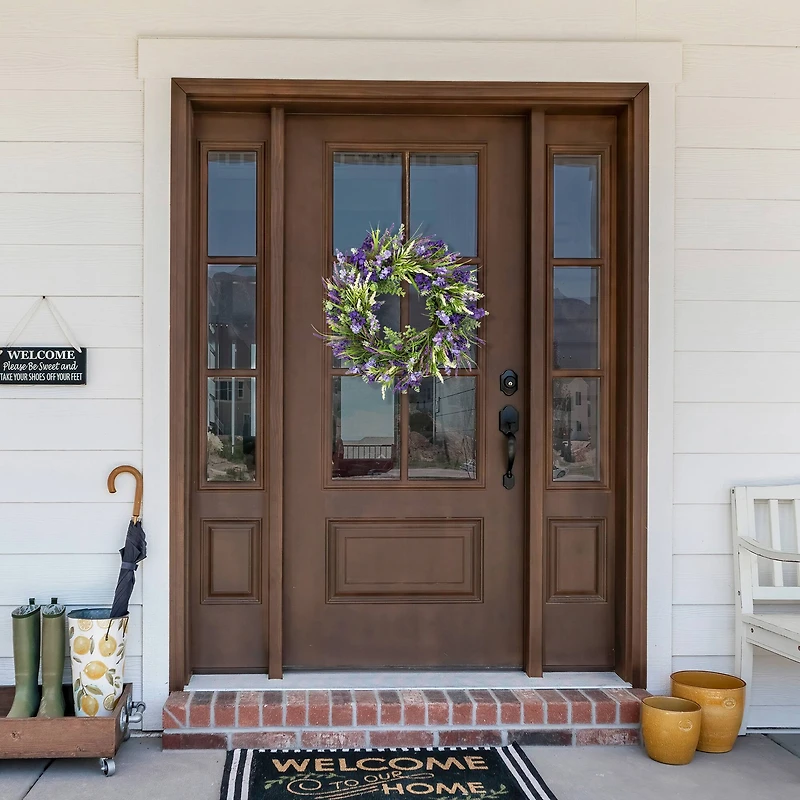 24" Purple & Green Orion Geranium Lavender Foliage Artificial Spring Wreath