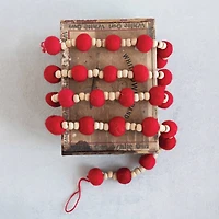 Hello Honey® 6ft. Red Wool Felt Balls & Wood Beads Garland