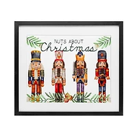 Stupell Industries Nuts About Christmas Nutcrackers Framed Print Under Glass Wall Art