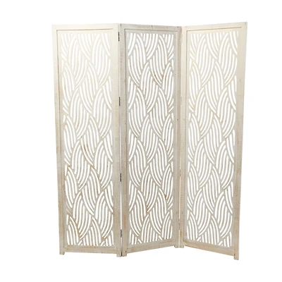 7ft. White 3-Panel Room Divider Screen