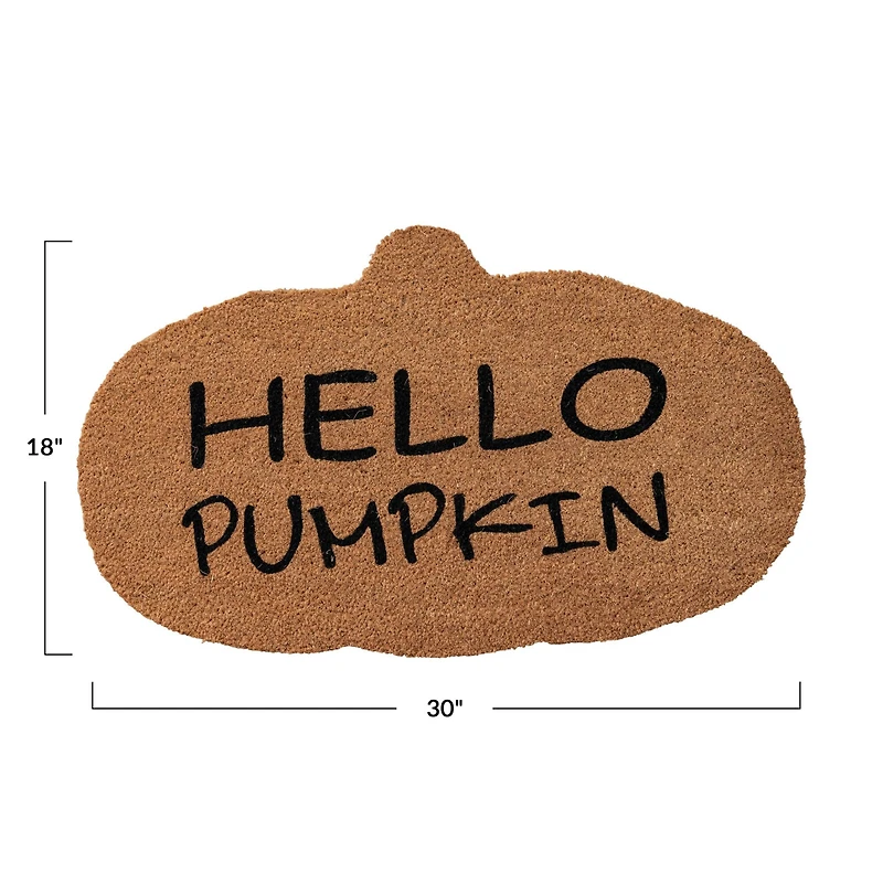 Hello Honey® 30" Natural & Black Coir Hello Pumpkin Shaped Doormat
