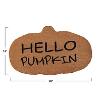 Hello Honey® 30" Natural & Black Coir Hello Pumpkin Shaped Doormat
