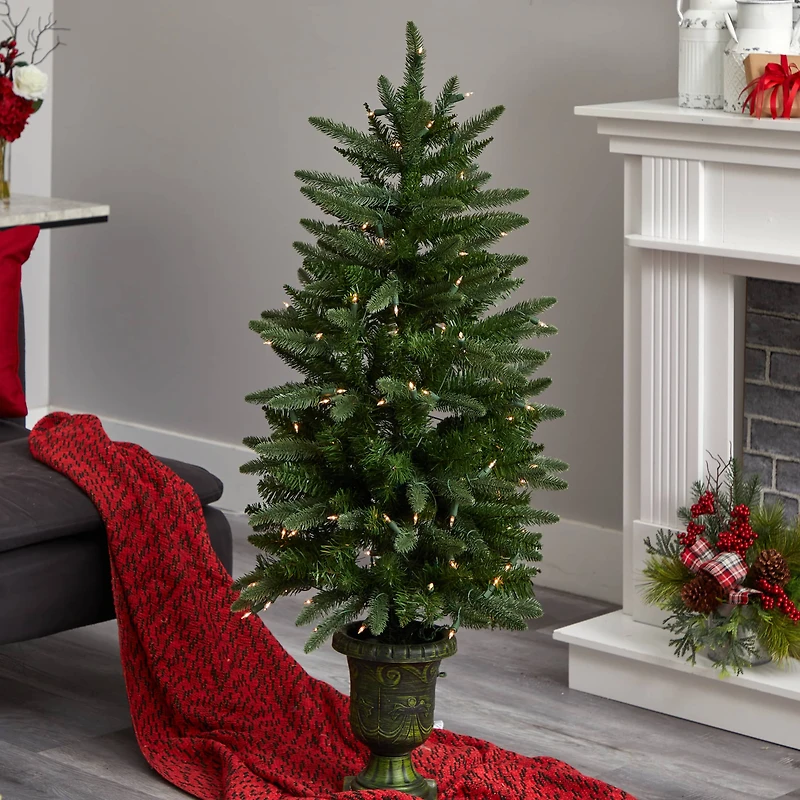 4ft. Pre-Lit Artificial Christmas Tree, Clear LED Lights
