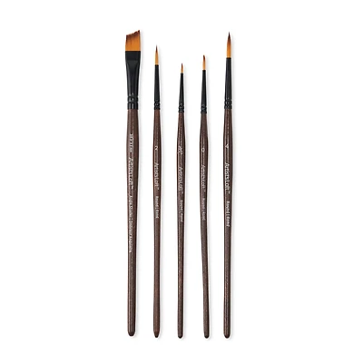 Golden Synthetic Acrylic 5 Piece Round & Angle Shader Brush Set by Artist's Loft™