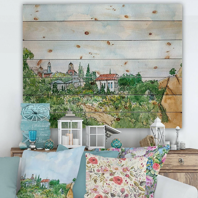 Designart - White House With Red Roof In The Countryside