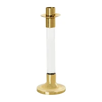 Gold Stainless Steel Candle Holder with Clear Glass Center Set
