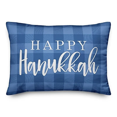 Happy Hanukkah Buffalo Check 14x20 Spun Poly Pillow