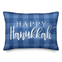 Happy Hanukkah Buffalo Check 14x20 Spun Poly Pillow