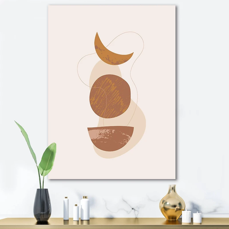 Designart - Moon and Sun Shapes In Retro Terracotta Tones I