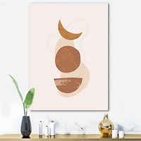 Designart - Moon and Sun Shapes In Retro Terracotta Tones I
