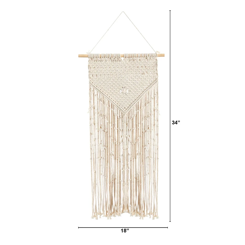 34" x 18" Hand Crafted Boho Macrame Wall Hanging Decor