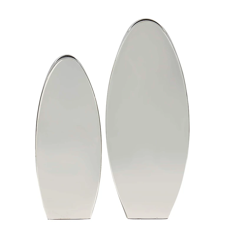 The Novogratz Silver Stainless Steel Vase with a Sleek Mirror Finish Set