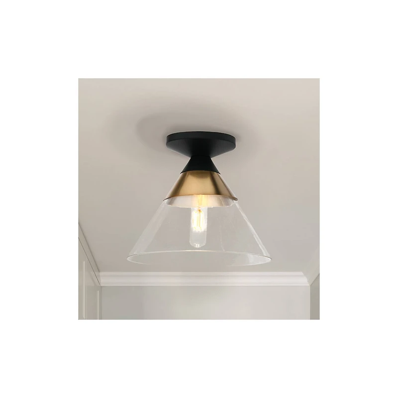 Hello Honey® Robert Stevenson Lighting Theo Metal & Conical Glass Flush Mount Ceiling Light