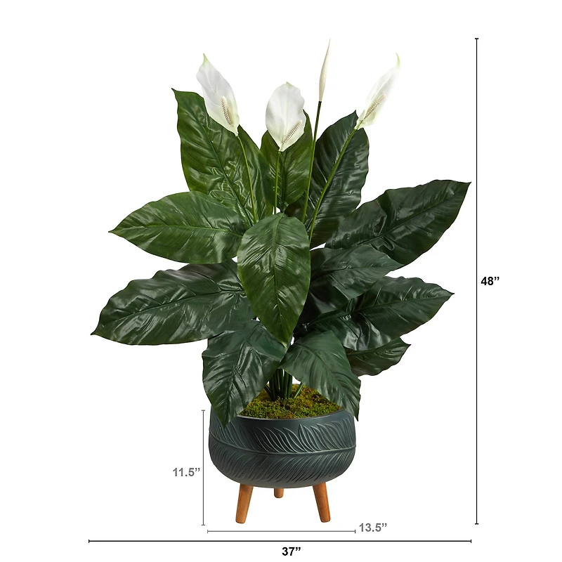 4ft. Peace Lily Plant in Black Planter with Stand