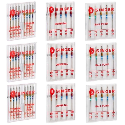 SINGER® Titanium & Standard Universal & Ball Point Sewing Machine Needles, 54ct.