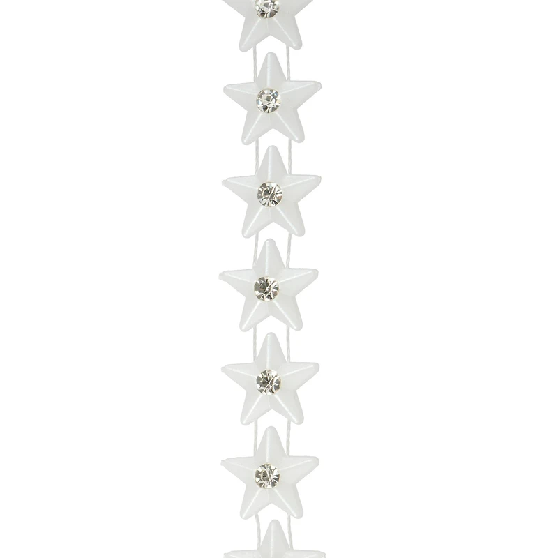 15mm White Plastic & Glass Pearl Star Bead Garland, 5yd. by Bead Landing™