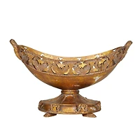 Bronze Polystone Traditional Decorative Bowl, 11" x 18" x 8"