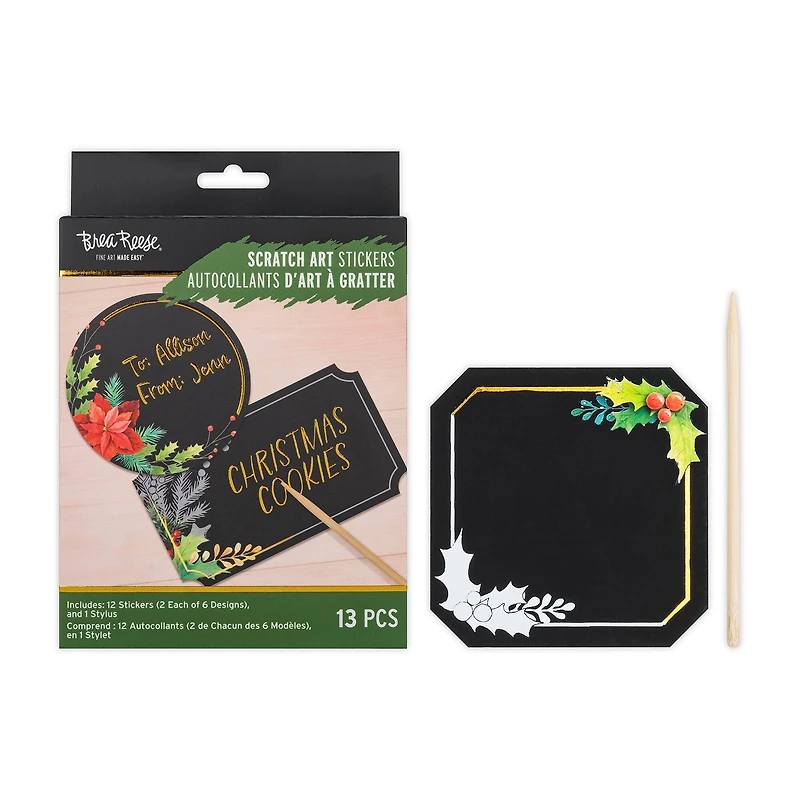 Brea Reese™ Holiday Floral Scratch Art Stickers