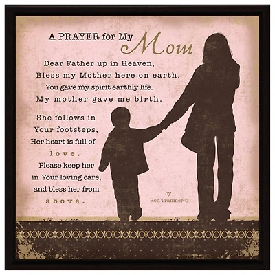 A Prayer For My Mom Wood Plaque In Black Frame