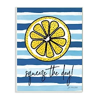 Stupell Industries Squeeze The Day Expression Lemon Nautical Stripes Wall Plaque