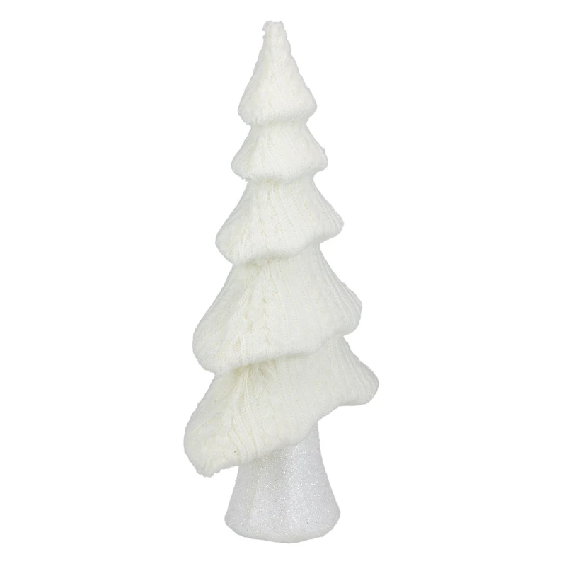 16.75" Cream Cable Knit Christmas Tree Tabletop Décor