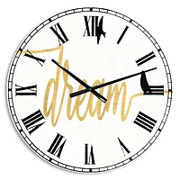 Designart 'Family Of Birds On Gold Words Ii Traditional Wall Clock