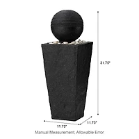 Glitzhome® Modern LED Black Geometric Pedestal & Sphere Outdoor Floor Fountain