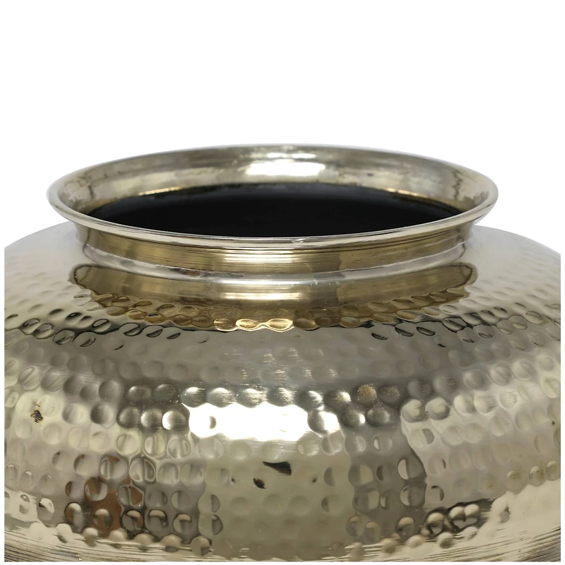 8" Gold Aluminum Brushed Vase with Hammered Top