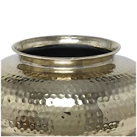 8" Gold Aluminum Brushed Vase with Hammered Top