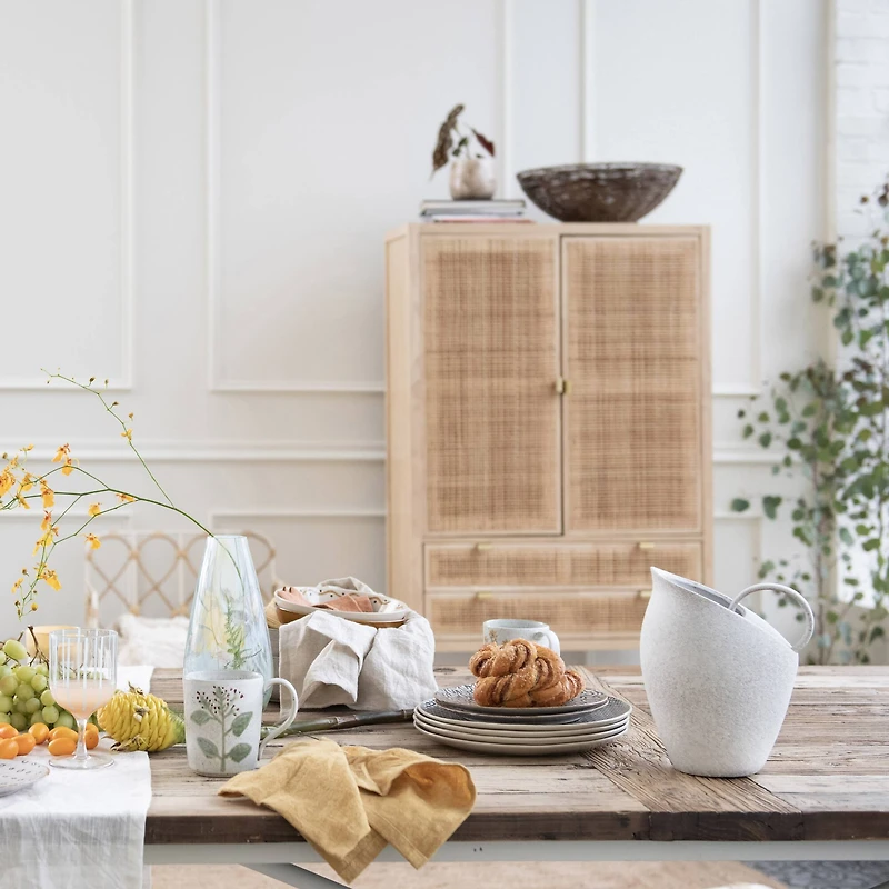 Hello Honey® 9" White Textured Stoneware Pitcher in Reactive Glaze