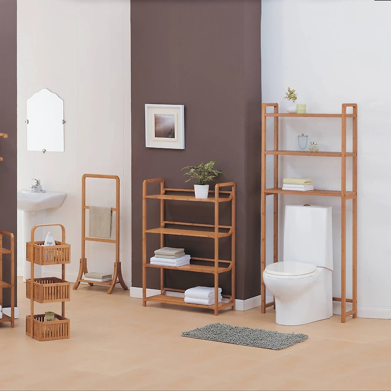 Organize It All Freestanding Bamboo Towel Rack