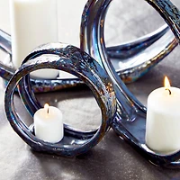 14" Silver Ceramic Glam Candlestick Holder Set