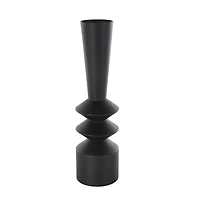 22" Black Metal Art Deco Style Fluted Vase