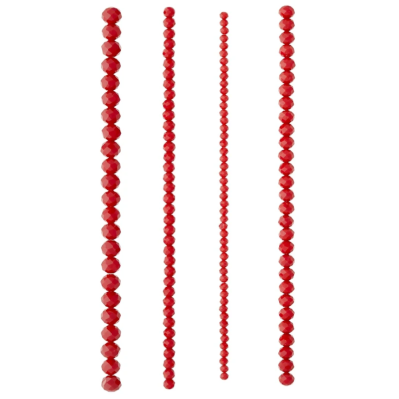 Red Faceted Glass Rondelle Beads by Bead Landing™